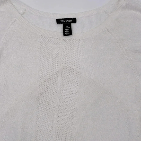 White House Black Market White Sweater w/ Mesh Detail & Butterfly Back Size M - Picture 6 of 10